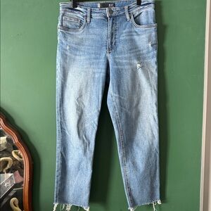 Kut from the Kloth High Rise Rachael Fab Ab Mom Jean size 8 Raw Hem